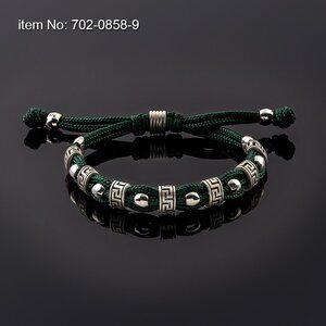Axion Jewelry Greek Key Motif Braided Cord & Sterling Silver Men's Bracelet